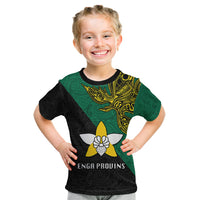 Custom Papua New Guinea Enga Province Kid T Shirt PNG Birds Of Paradise Polynesian Arty Style LT03 Green - Polynesian Pride