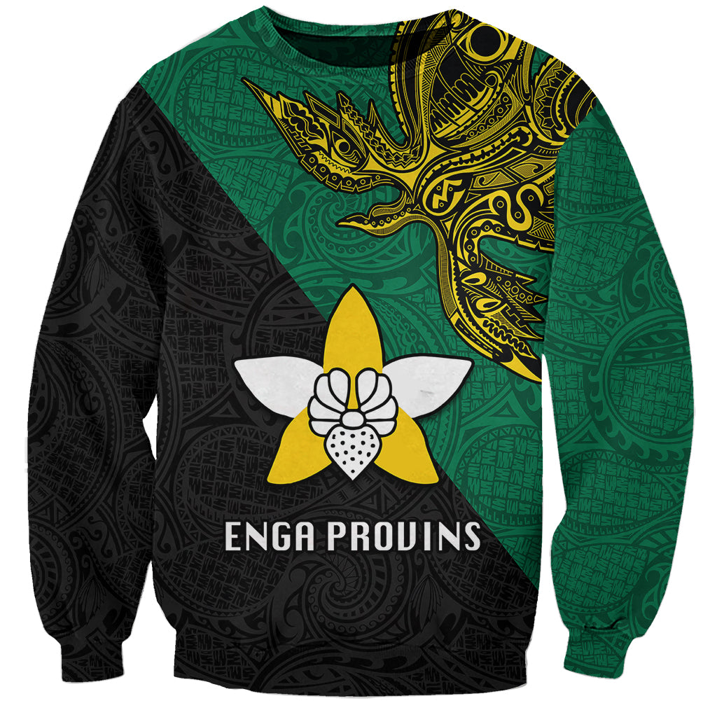 Custom Papua New Guinea Enga Province Sweatshirt PNG Birds Of Paradise Polynesian Arty Style LT03 Unisex Green - Polynesian Pride