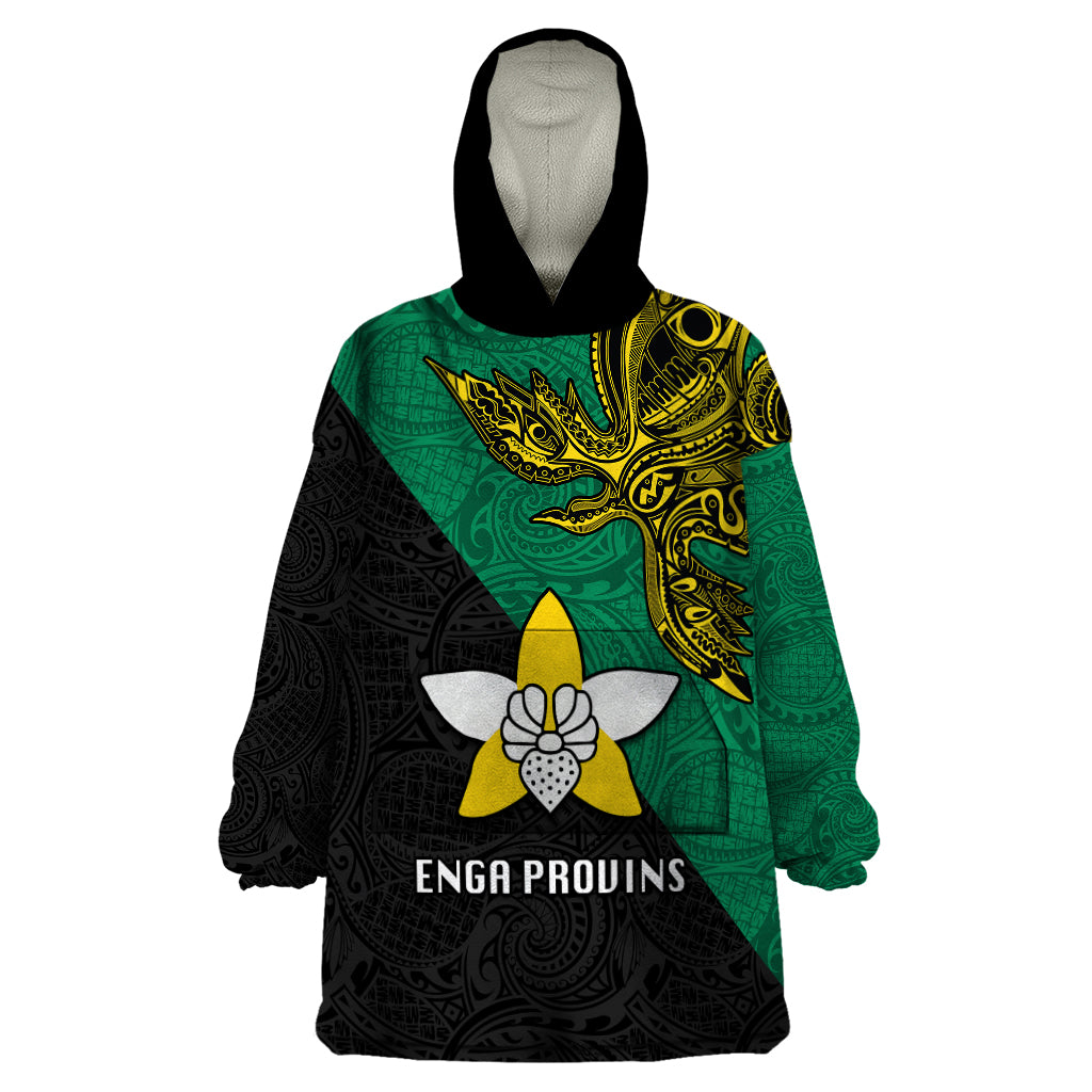 Custom Papua New Guinea Enga Province Wearable Blanket Hoodie PNG Birds Of Paradise Polynesian Arty Style LT03 One Size Green - Polynesian Pride