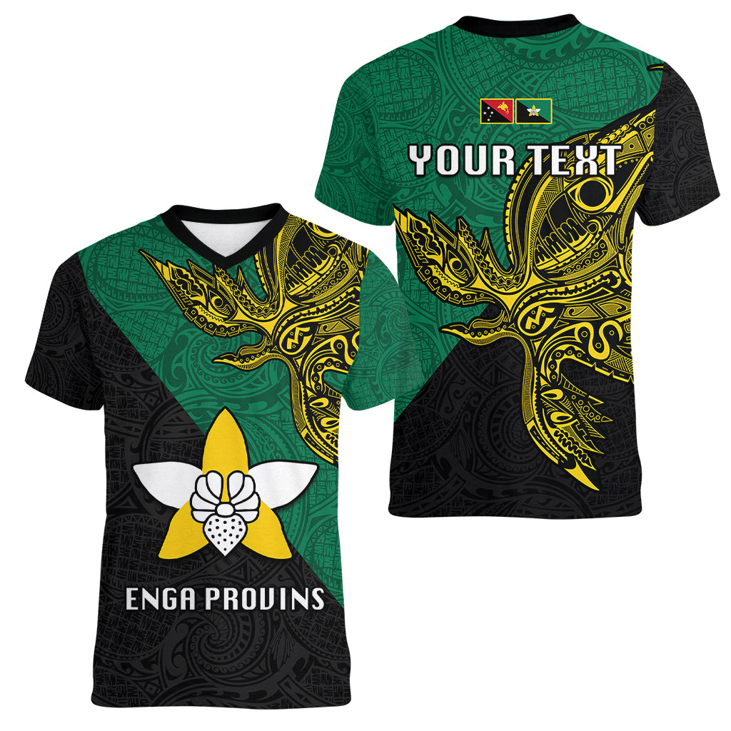 Custom Papua New Guinea Enga Province Women V Neck T Shirt PNG Birds Of Paradise Polynesian Arty Style LT03 - Polynesian Pride