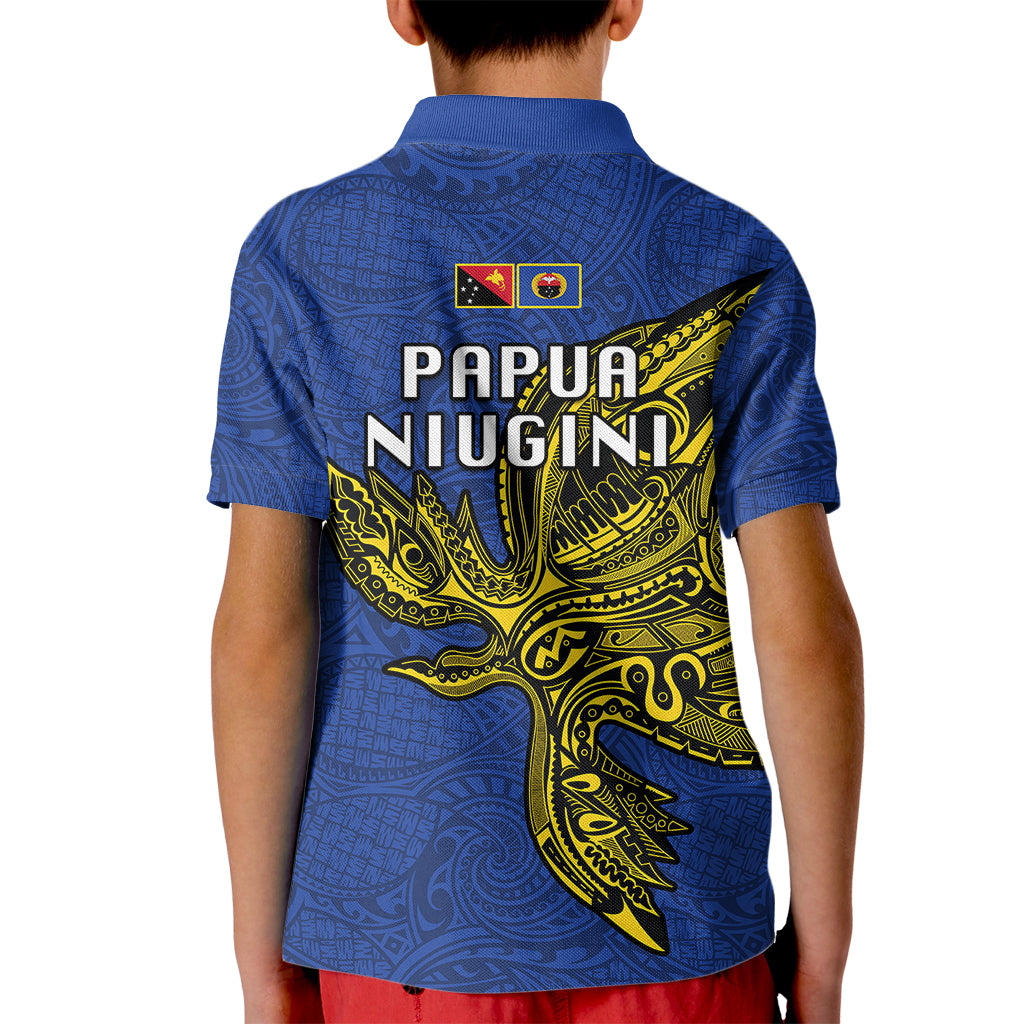 Papua New Guinea Gulf Province Kid Polo Shirt PNG Birds Of Paradise Polynesian Arty Style LT03 - Polynesian Pride