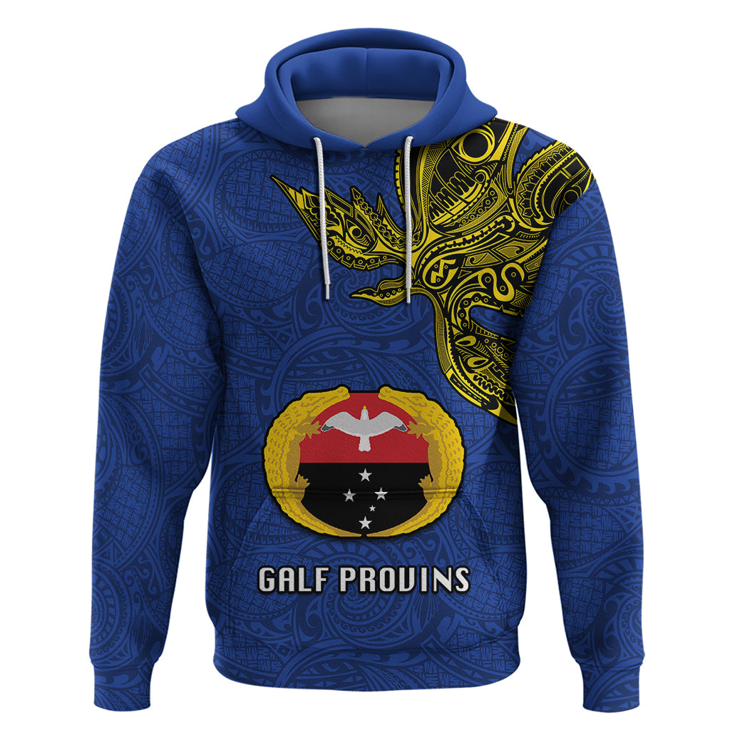 Custom Papua New Guinea Gulf Province Hoodie PNG Birds Of Paradise Polynesian Arty Style LT03 Pullover Hoodie Blue - Polynesian Pride