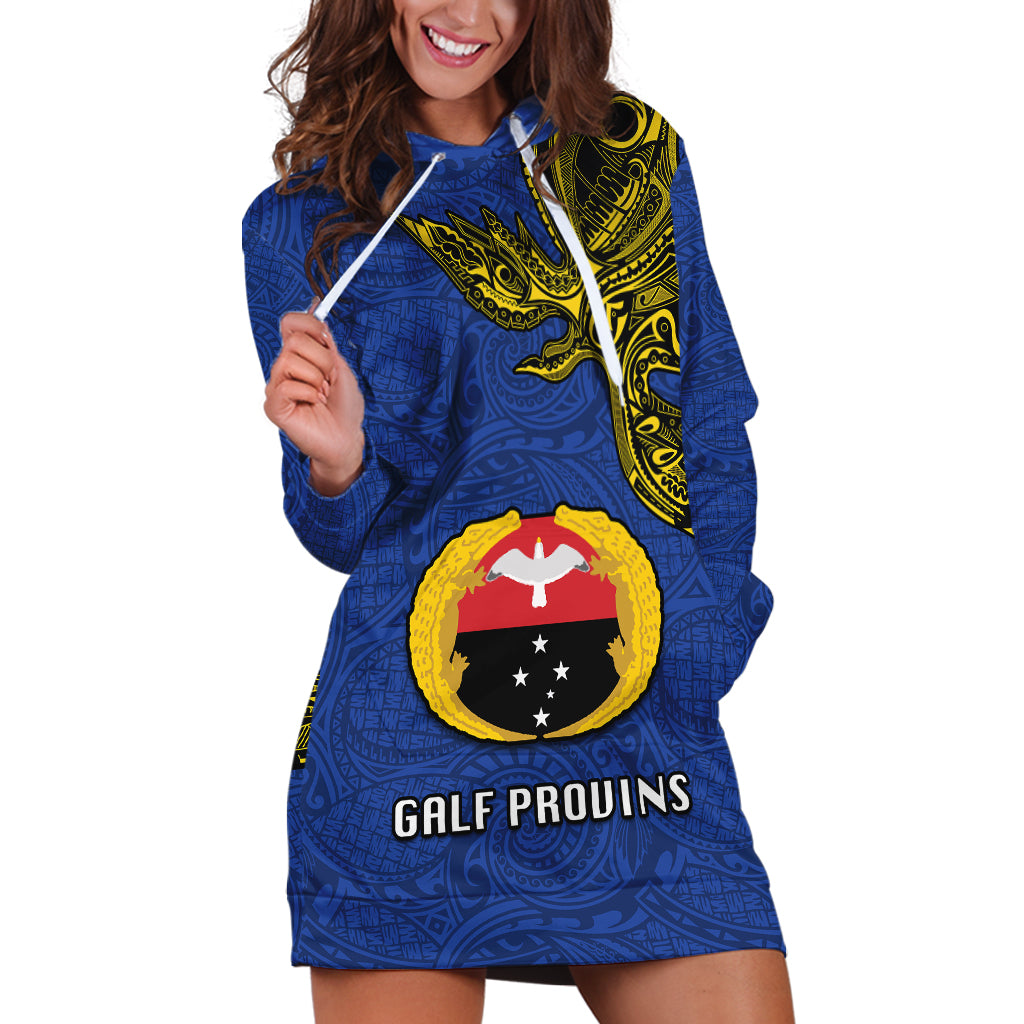 Custom Papua New Guinea Gulf Province Hoodie Dress PNG Birds Of Paradise Polynesian Arty Style LT03 Blue - Polynesian Pride