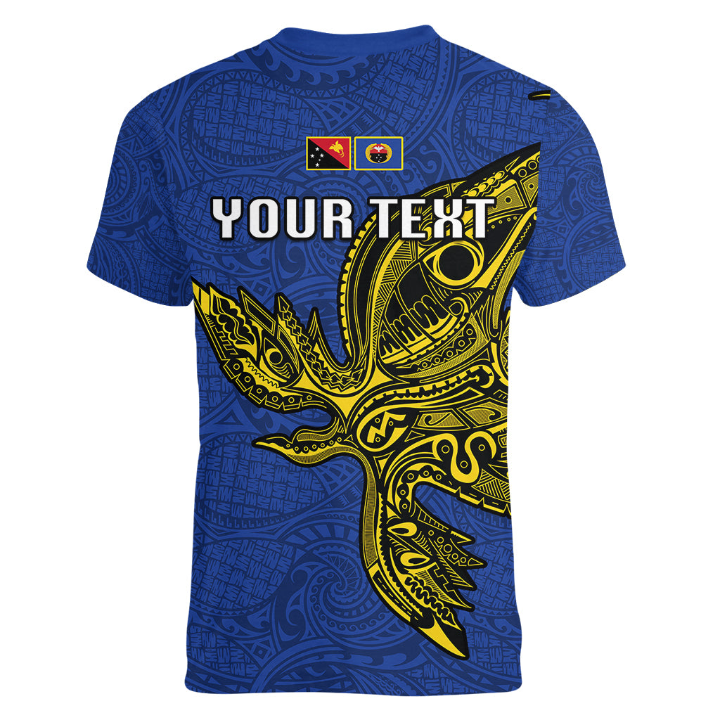 Custom Papua New Guinea Gulf Province Women V Neck T Shirt PNG Birds Of Paradise Polynesian Arty Style LT03 - Polynesian Pride