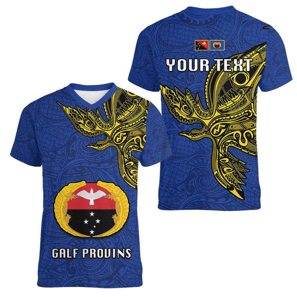 Custom Papua New Guinea Gulf Province Women V Neck T Shirt PNG Birds Of Paradise Polynesian Arty Style LT03 - Polynesian Pride