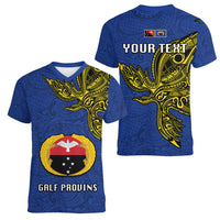 Custom Papua New Guinea Gulf Province Women V Neck T Shirt PNG Birds Of Paradise Polynesian Arty Style LT03 - Polynesian Pride