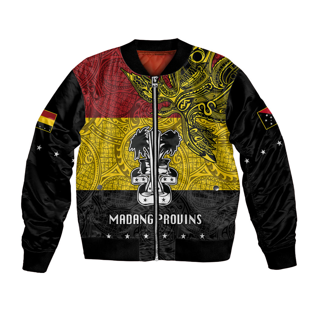 Papua New Guinea Madang Province Bomber Jacket PNG Birds Of Paradise Polynesian Arty Style LT03 Unisex Yellow - Polynesian Pride