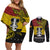 Custom Papua New Guinea Madang Province Couples Matching Off Shoulder Short Dress and Long Sleeve Button Shirts PNG Birds Of Paradise Polynesian Arty Style LT03 Yellow - Polynesian Pride