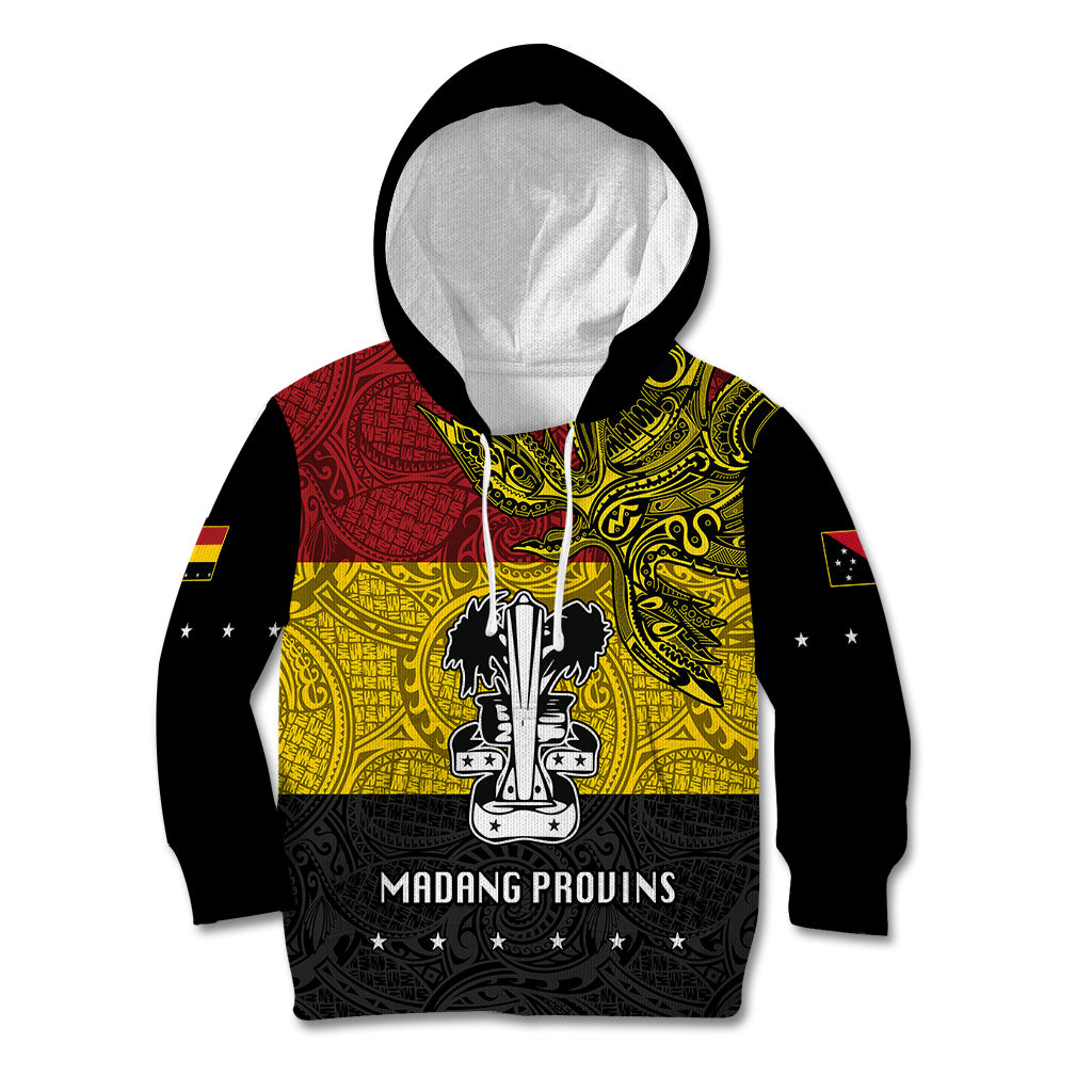 Custom Papua New Guinea Madang Province Kid Hoodie PNG Birds Of Paradise Polynesian Arty Style LT03 Yellow - Polynesian Pride