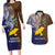 Papua New Guinea Manus Province Couples Matching Long Sleeve Bodycon Dress and Hawaiian Shirt PNG Birds Of Paradise Polynesian Arty Style LT03 Brown - Polynesian Pride