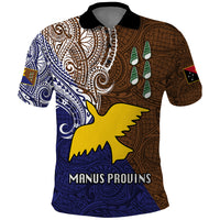 Papua New Guinea Manus Province Polo Shirt PNG Birds Of Paradise Polynesian Arty Style LT03 Brown - Polynesian Pride