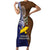 Papua New Guinea Manus Province Short Sleeve Bodycon Dress PNG Birds Of Paradise Polynesian Arty Style LT03 Long Dress Brown - Polynesian Pride