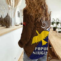 Papua New Guinea Manus Province Women Casual Shirt PNG Birds Of Paradise Polynesian Arty Style LT03 - Polynesian Pride