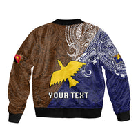 Custom Papua New Guinea Manus Province Bomber Jacket PNG Birds Of Paradise Polynesian Arty Style LT03 - Polynesian Pride