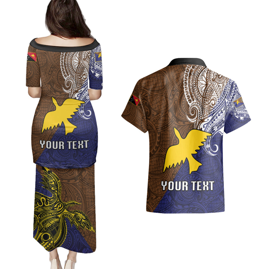 Custom Papua New Guinea Manus Province Couples Matching Puletasi Dress and Hawaiian Shirt PNG Birds Of Paradise Polynesian Arty Style LT03 - Polynesian Pride