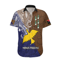 Custom Papua New Guinea Manus Province Hawaiian Shirt PNG Birds Of Paradise Polynesian Arty Style LT03 Brown - Polynesian Pride