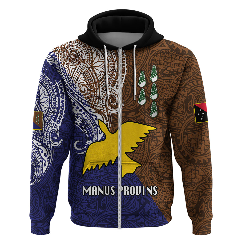 Custom Papua New Guinea Manus Province Hoodie PNG Birds Of Paradise Polynesian Arty Style LT03 Zip Hoodie Brown - Polynesian Pride