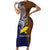 Custom Papua New Guinea Manus Province Short Sleeve Bodycon Dress PNG Birds Of Paradise Polynesian Arty Style LT03 Long Dress Brown - Polynesian Pride