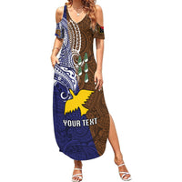 Custom Papua New Guinea Manus Province Summer Maxi Dress PNG Birds Of Paradise Polynesian Arty Style LT03 Women Brown - Polynesian Pride