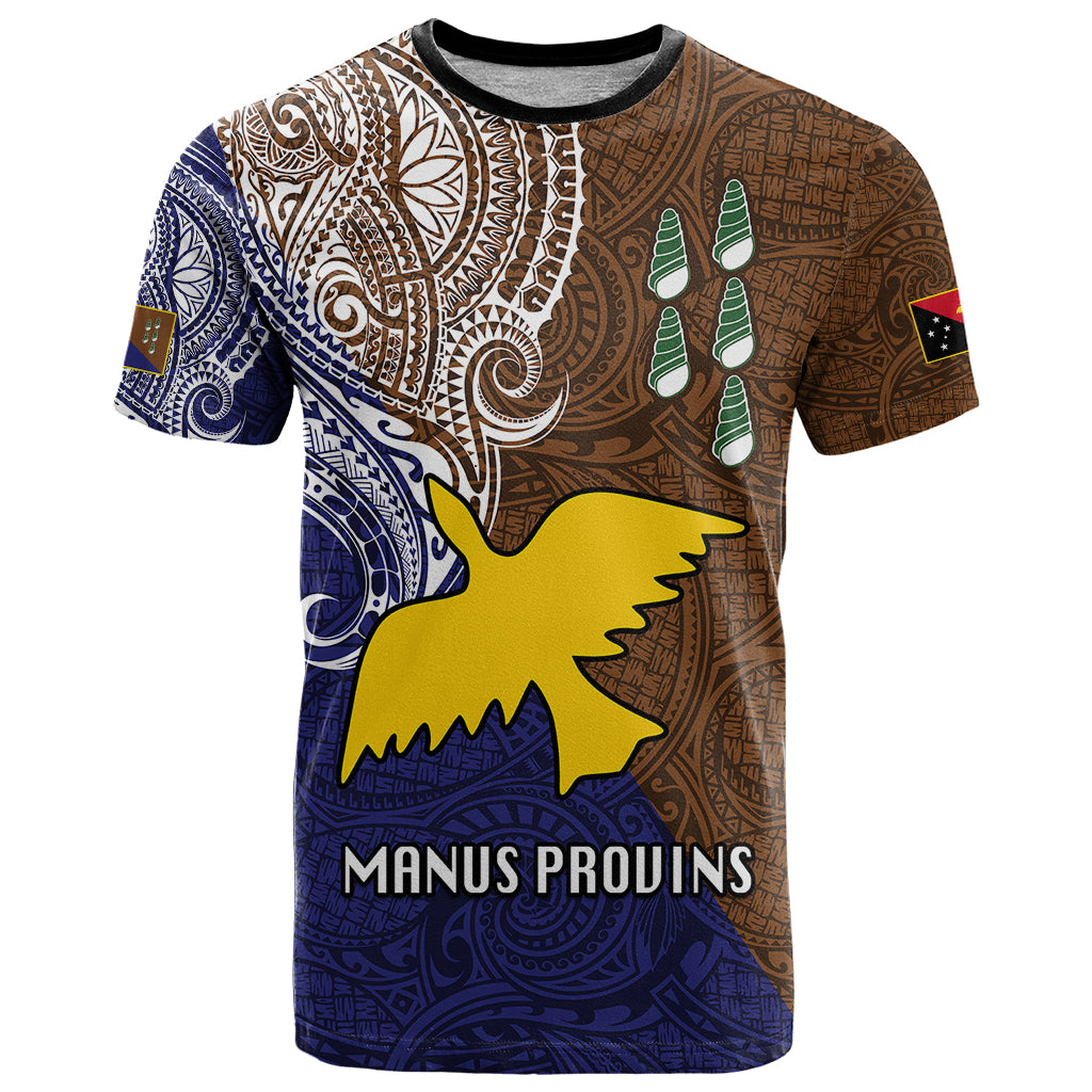 Custom Papua New Guinea Manus Province T Shirt PNG Birds Of Paradise Polynesian Arty Style LT03 Brown - Polynesian Pride