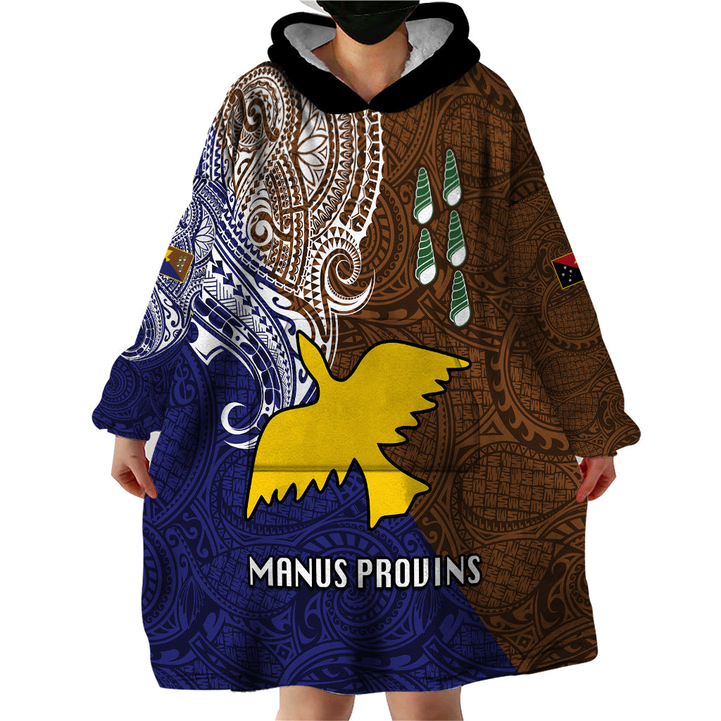 Custom Papua New Guinea Manus Province Wearable Blanket Hoodie PNG Birds Of Paradise Polynesian Arty Style LT03 - Polynesian Pride