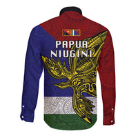 Papua New Guinea Milne Bay Province Long Sleeve Button Shirt PNG Birds Of Paradise Polynesian Arty Style LT03 - Polynesian Pride