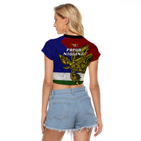 Papua New Guinea Milne Bay Province Raglan Cropped T Shirt PNG Birds Of Paradise Polynesian Arty Style LT03 - Polynesian Pride