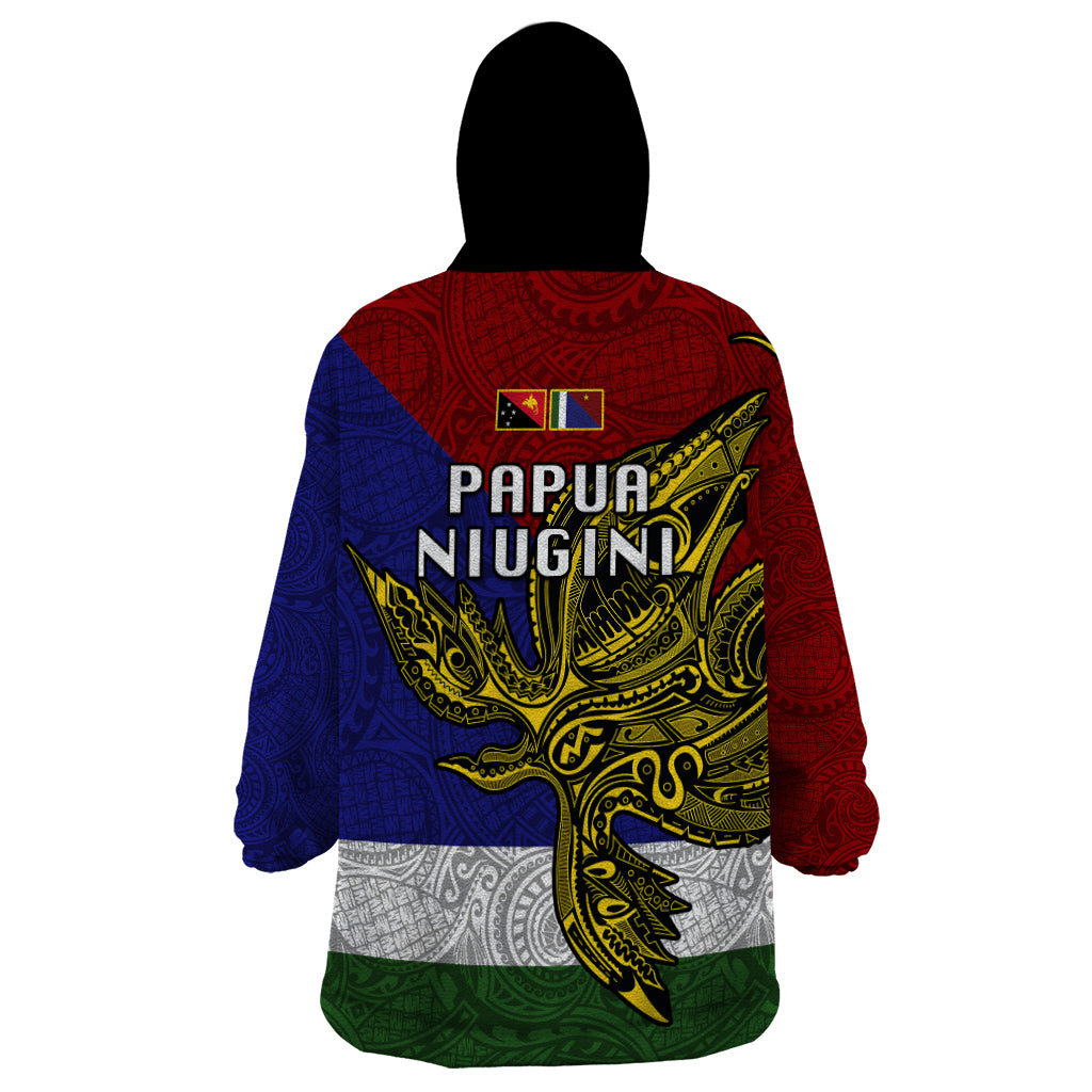 Papua New Guinea Milne Bay Province Wearable Blanket Hoodie PNG Birds Of Paradise Polynesian Arty Style LT03 - Polynesian Pride