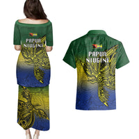 Papua New Guinea Morobe Province Couples Matching Puletasi Dress and Hawaiian Shirt PNG Birds Of Paradise Polynesian Arty Style LT03 - Polynesian Pride