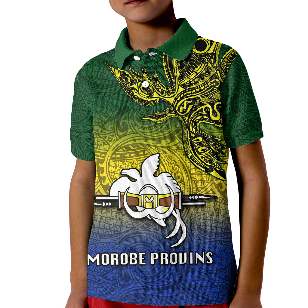 Papua New Guinea Morobe Province Kid Polo Shirt PNG Birds Of Paradise Polynesian Arty Style LT03 Kid Yellow - Polynesian Pride
