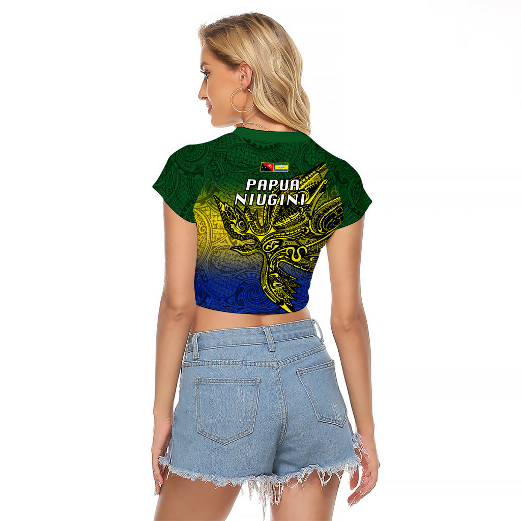 Papua New Guinea Morobe Province Raglan Cropped T Shirt PNG Birds Of Paradise Polynesian Arty Style LT03 - Polynesian Pride