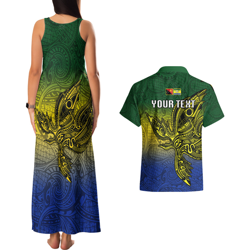 Custom Papua New Guinea Morobe Province Couples Matching Tank Maxi Dress and Hawaiian Shirt PNG Birds Of Paradise Polynesian Arty Style LT03 - Polynesian Pride