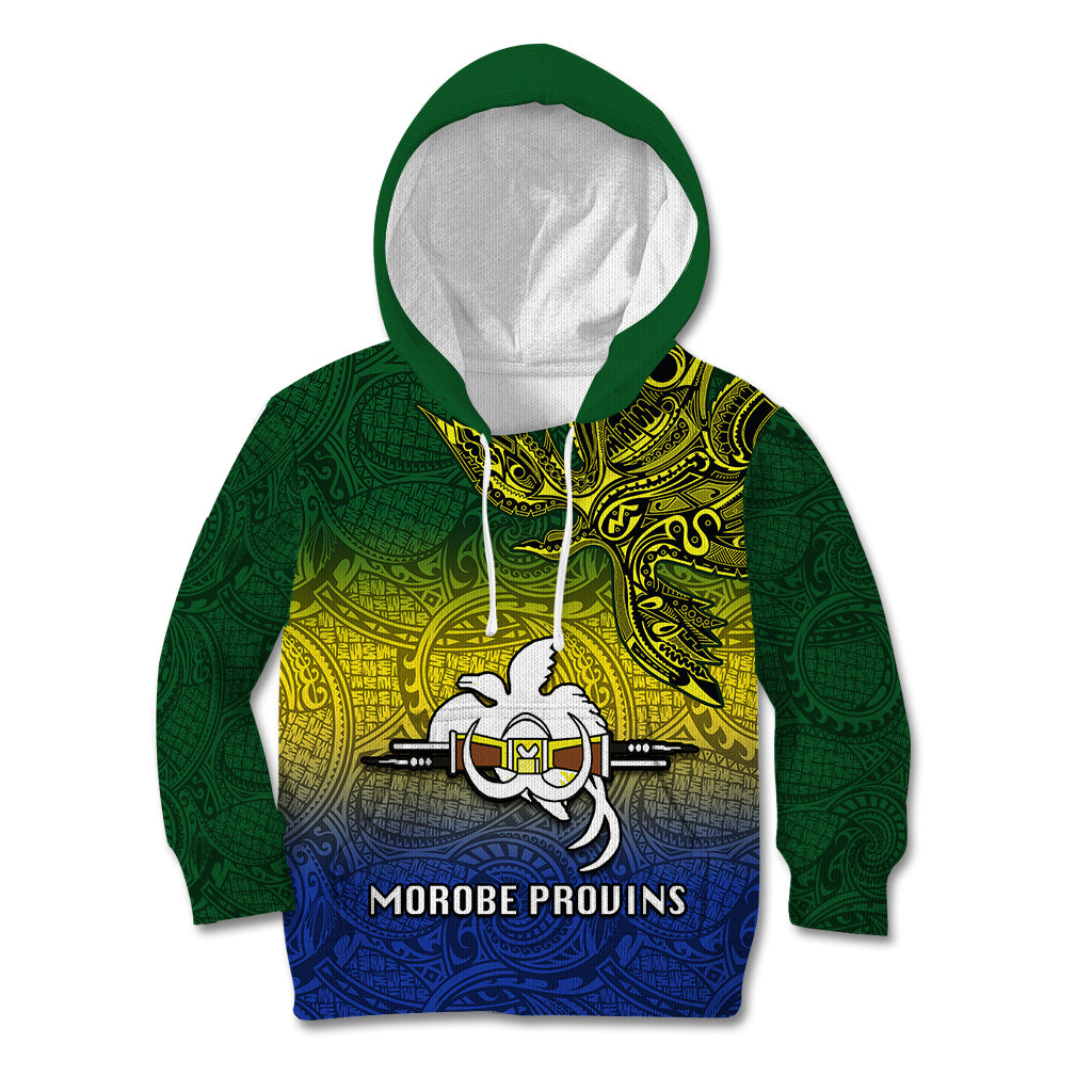 Custom Papua New Guinea Morobe Province Kid Hoodie PNG Birds Of Paradise Polynesian Arty Style LT03 Yellow - Polynesian Pride