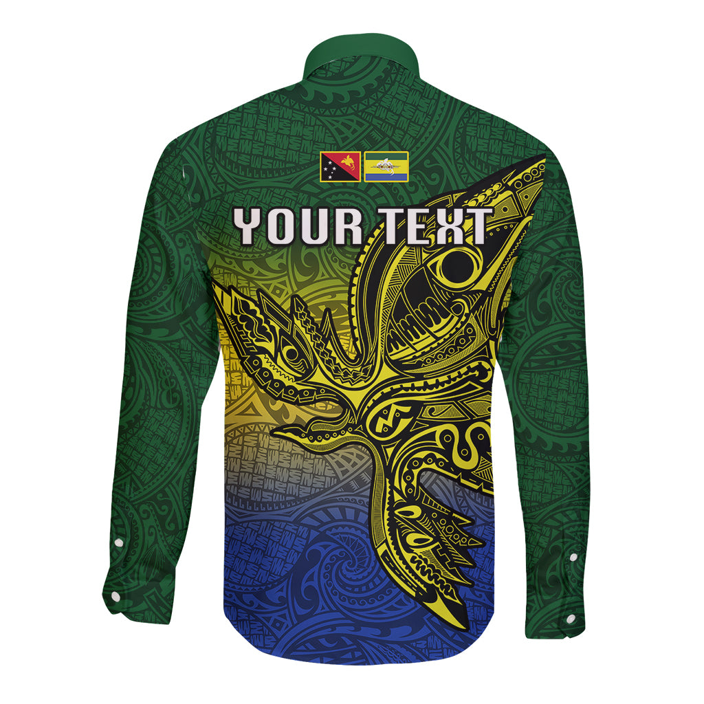 Custom Papua New Guinea Morobe Province Long Sleeve Button Shirt PNG Birds Of Paradise Polynesian Arty Style LT03 - Polynesian Pride