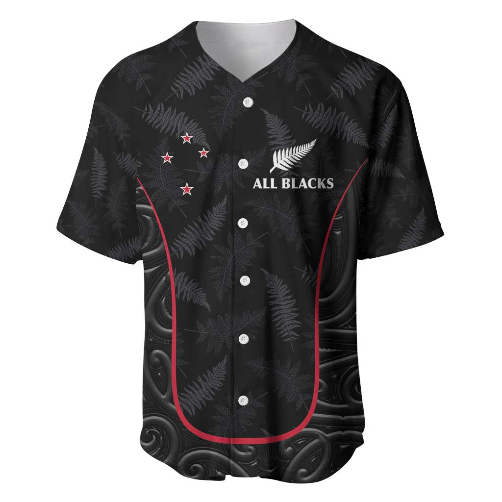 Custom New Zealand Rugby Baseball Jersey Maori All Black Championship 2024 and Silver Fern LT03 Black - Polynesian Pride