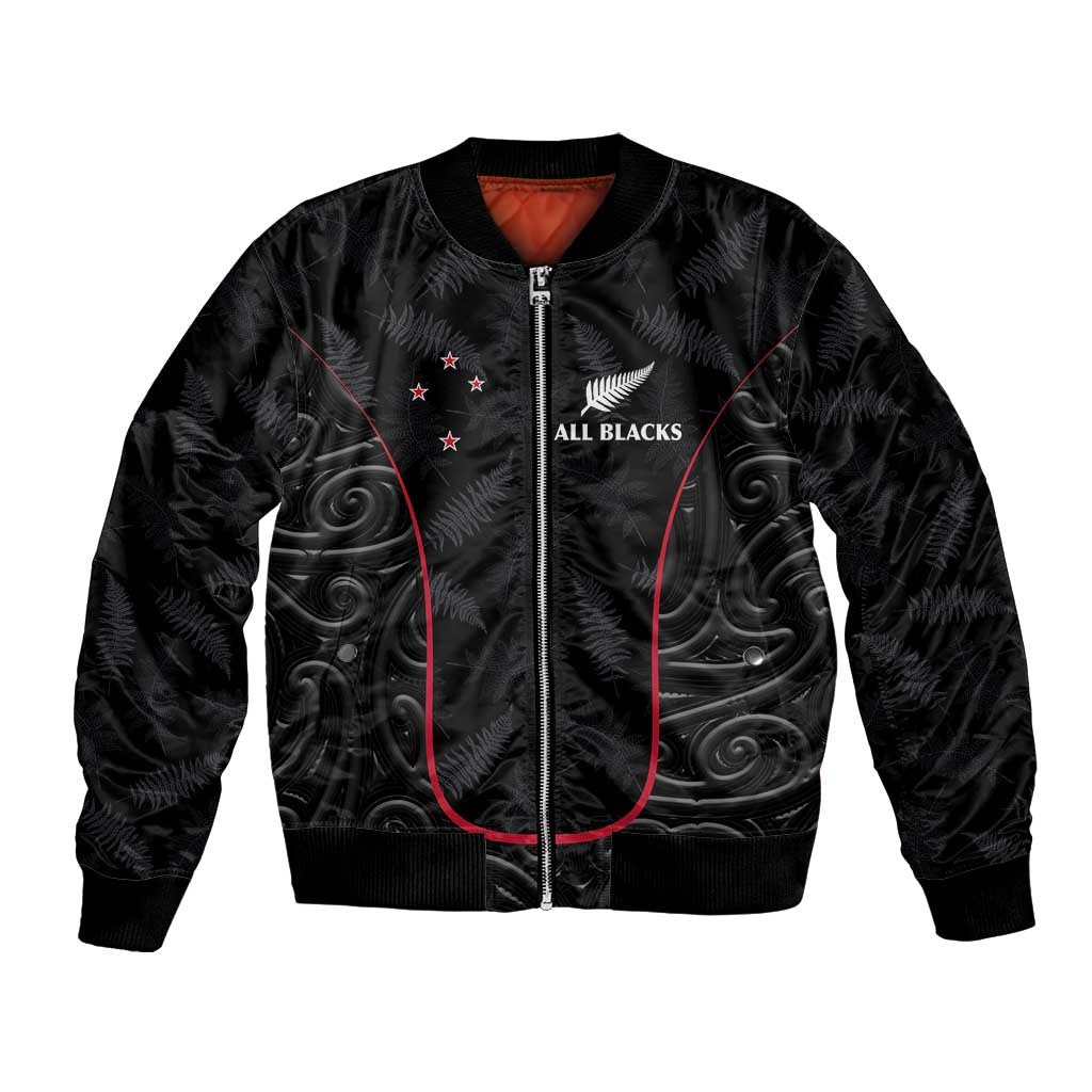 Custom New Zealand Rugby Bomber Jacket Maori All Black Championship 2024 and Silver Fern LT03 Unisex Black - Polynesian Pride