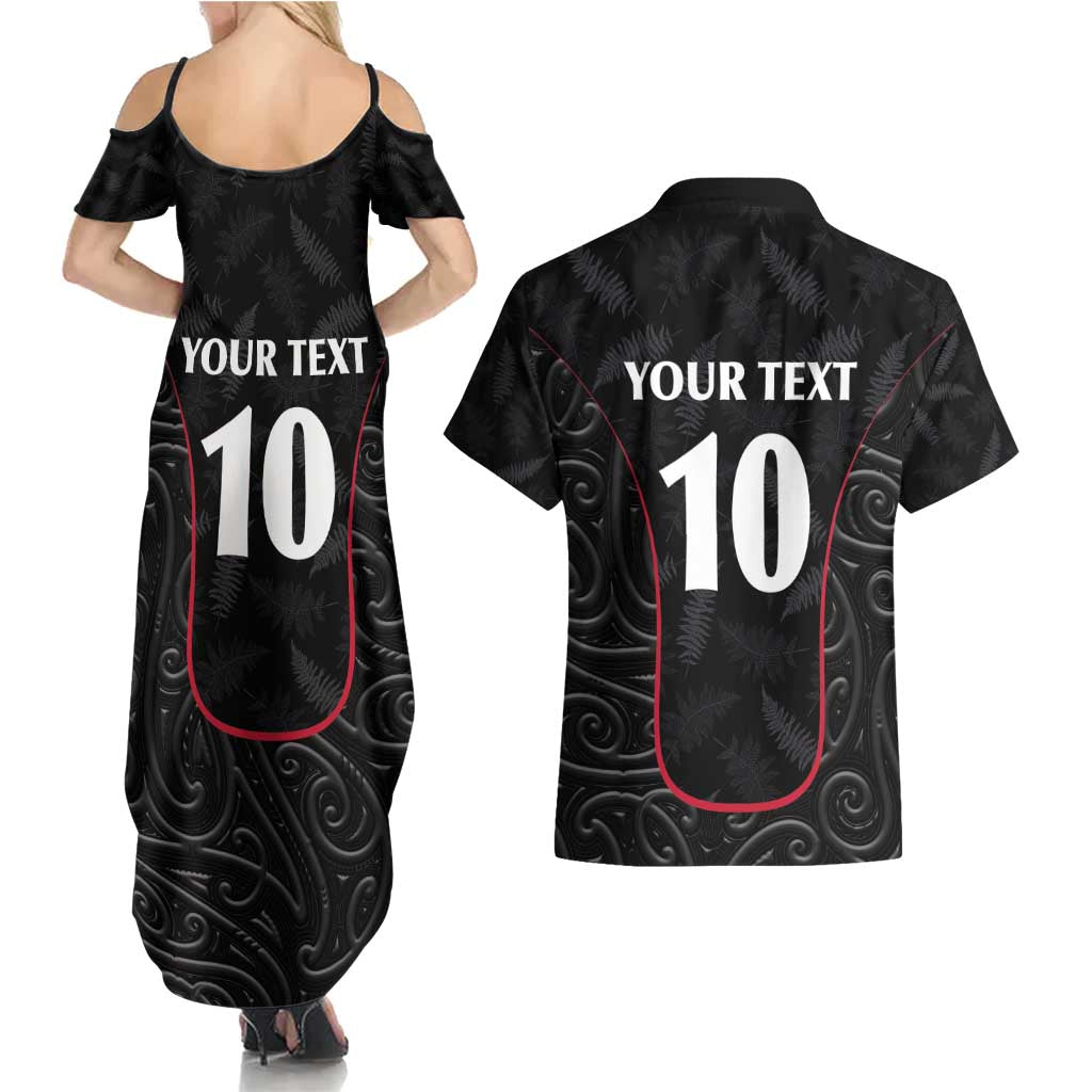 Custom New Zealand Rugby Couples Matching Summer Maxi Dress and Hawaiian Shirt Maori All Black Championship 2024 and Silver Fern LT03 - Polynesian Pride