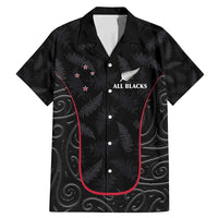 Custom New Zealand Rugby Family Matching Mermaid Dress and Hawaiian Shirt Maori All Black Championship 2024 and Silver Fern LT03 Dad's Shirt - Short Sleeve Black - Polynesian Pride