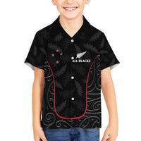 Custom New Zealand Rugby Family Matching Puletasi and Hawaiian Shirt Maori All Black Championship 2024 and Silver Fern LT03 Son's Shirt Black - Polynesian Pride