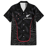 Custom New Zealand Rugby Family Matching Tank Maxi Dress and Hawaiian Shirt Maori All Black Championship 2024 and Silver Fern LT03 Dad's Shirt - Short Sleeve Black - Polynesian Pride