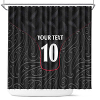Custom New Zealand Rugby Shower Curtain Maori All Black Championship 2024 and Silver Fern LT03 Black - Polynesian Pride