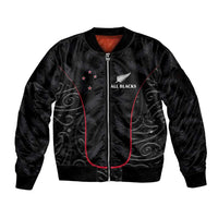 Custom New Zealand Rugby Sleeve Zip Bomber Jacket Maori All Black Championship 2024 and Silver Fern LT03 Unisex Black - Polynesian Pride