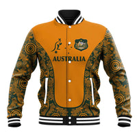 Custom Australia Rugby Championship 2024 Baseball Jacket Aboriginal Art Tattoo Pattern LT03 Unisex Yellow - Polynesian Pride