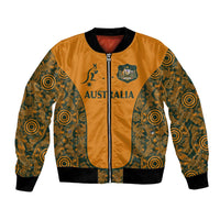 Custom Australia Rugby Championship 2024 Bomber Jacket Aboriginal Art Tattoo Pattern LT03 Unisex Yellow - Polynesian Pride
