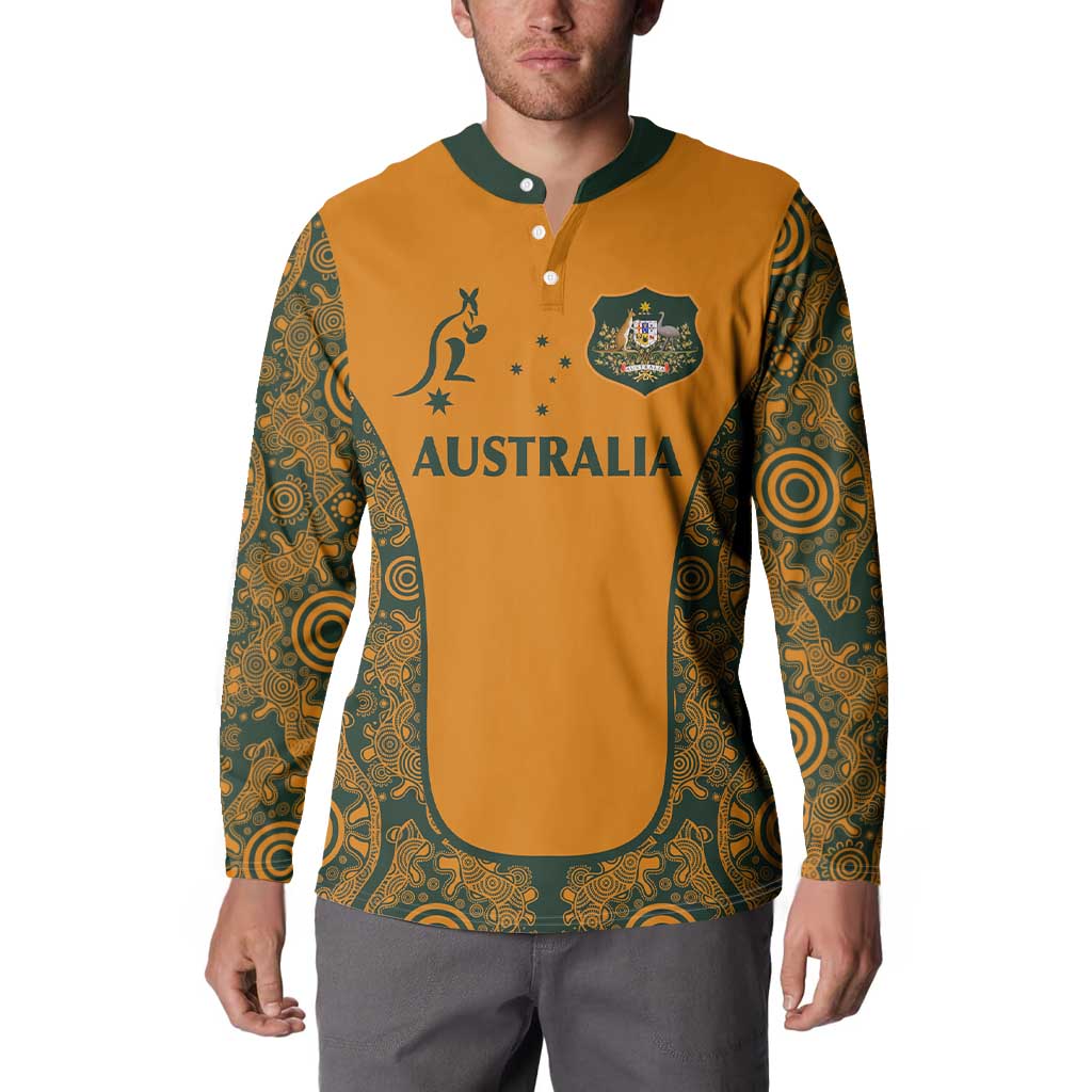 Custom Australia Rugby Championship 2024 Button Sweatshirt Aboriginal Art Tattoo Pattern
