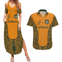 Custom Australia Rugby Championship 2024 Couples Matching Summer Maxi Dress and Hawaiian Shirt Aboriginal Art Tattoo Pattern