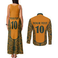Custom Australia Rugby Championship 2024 Couples Matching Tank Maxi Dress and Long Sleeve Button Shirt Aboriginal Art Tattoo Pattern