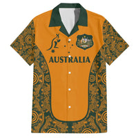 Custom Australia Rugby Championship 2024 Family Matching Puletasi and Hawaiian Shirt Aboriginal Art Tattoo Pattern LT03 Dad's Shirt - Short Sleeve Yellow - Polynesian Pride