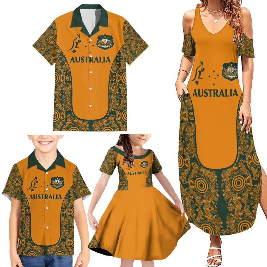 Custom Australia Rugby Championship 2024 Family Matching Summer Maxi Dress and Hawaiian Shirt Aboriginal Art Tattoo Pattern LT03 - Polynesian Pride