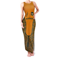 Custom Australia Rugby Championship 2024 Family Matching Tank Maxi Dress and Hawaiian Shirt Aboriginal Art Tattoo Pattern LT03 Mom's Dress Yellow - Polynesian Pride